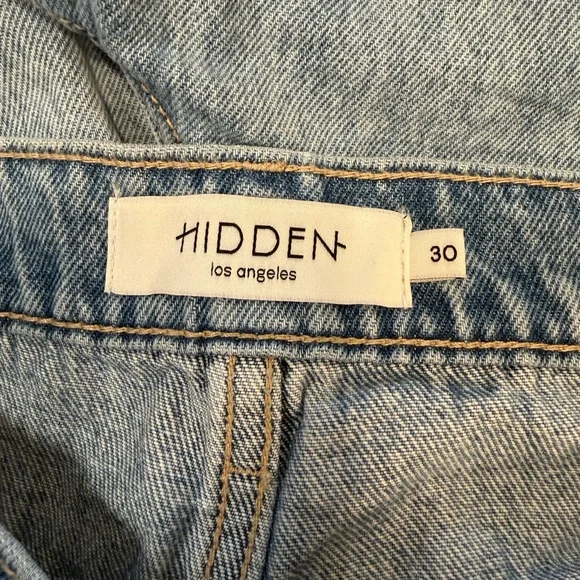 Hidden Baggy Jeans Size 30 Medium Wash High Rise Distressed Cuffed Hem NEW - Picture 11 of 14